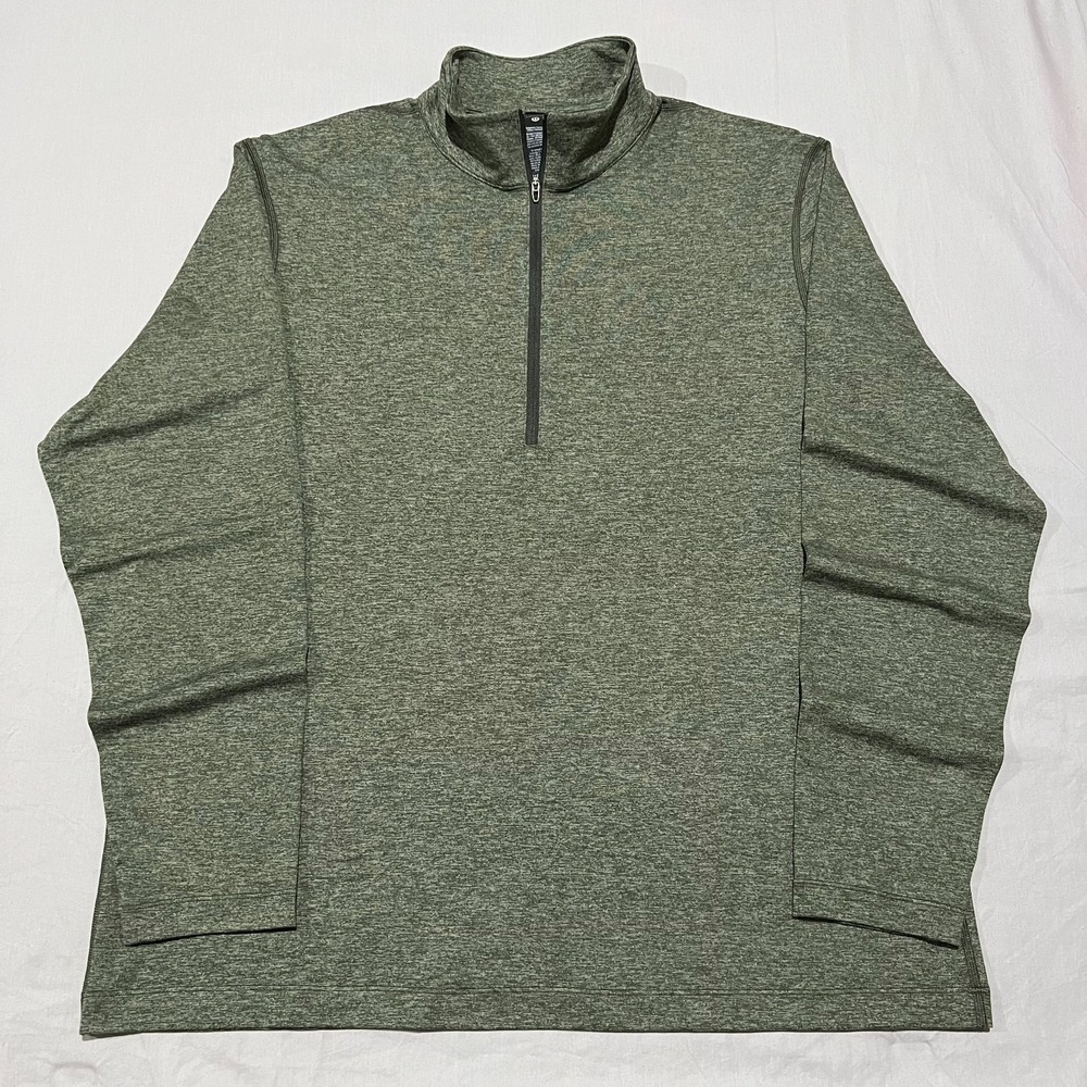 Lululemon Surge Warm Mens Heathered Green Long Sleeve 1/2 Zip Pullover Shirt XL